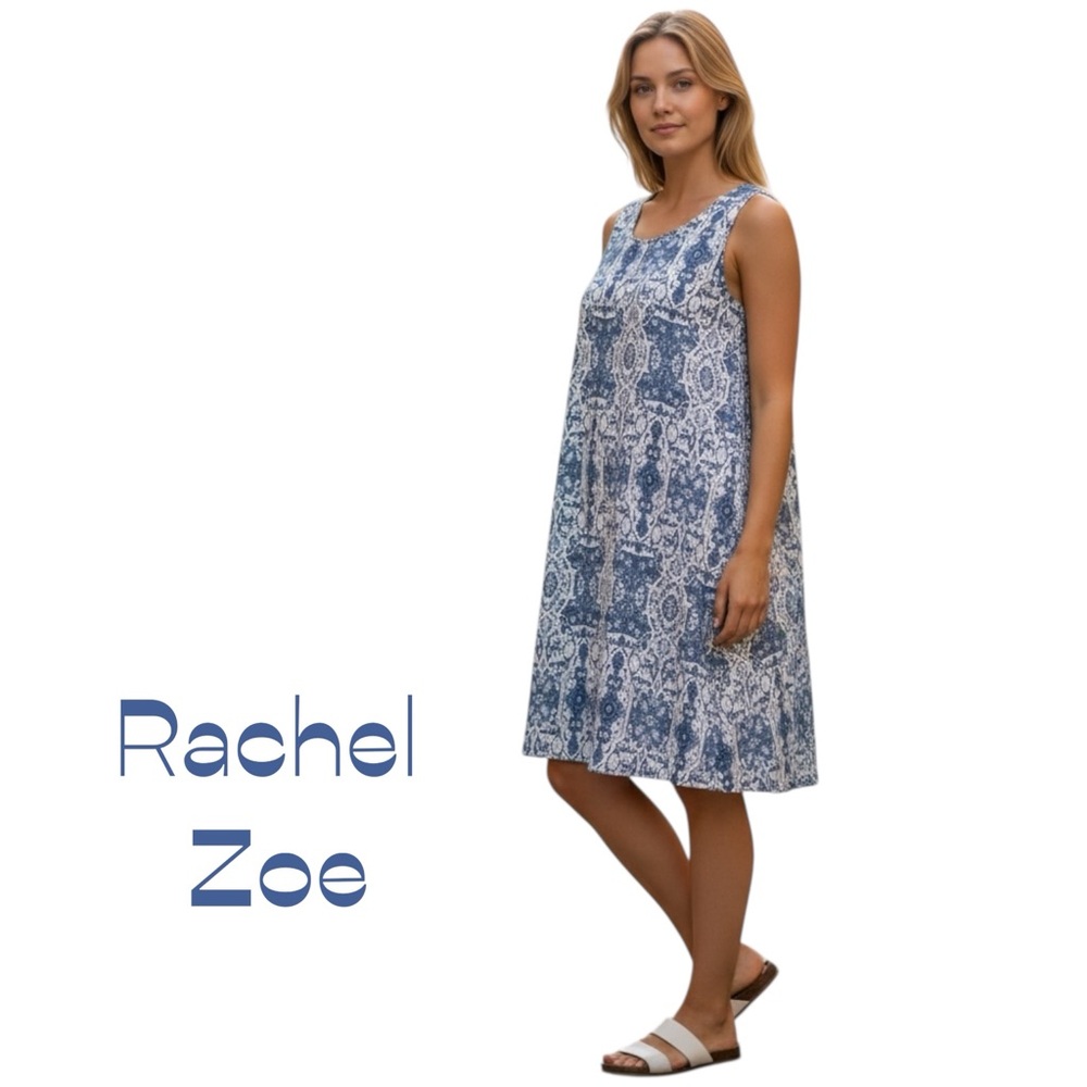 Rachel Zoe Navy White Linen Dress NWOT Size S